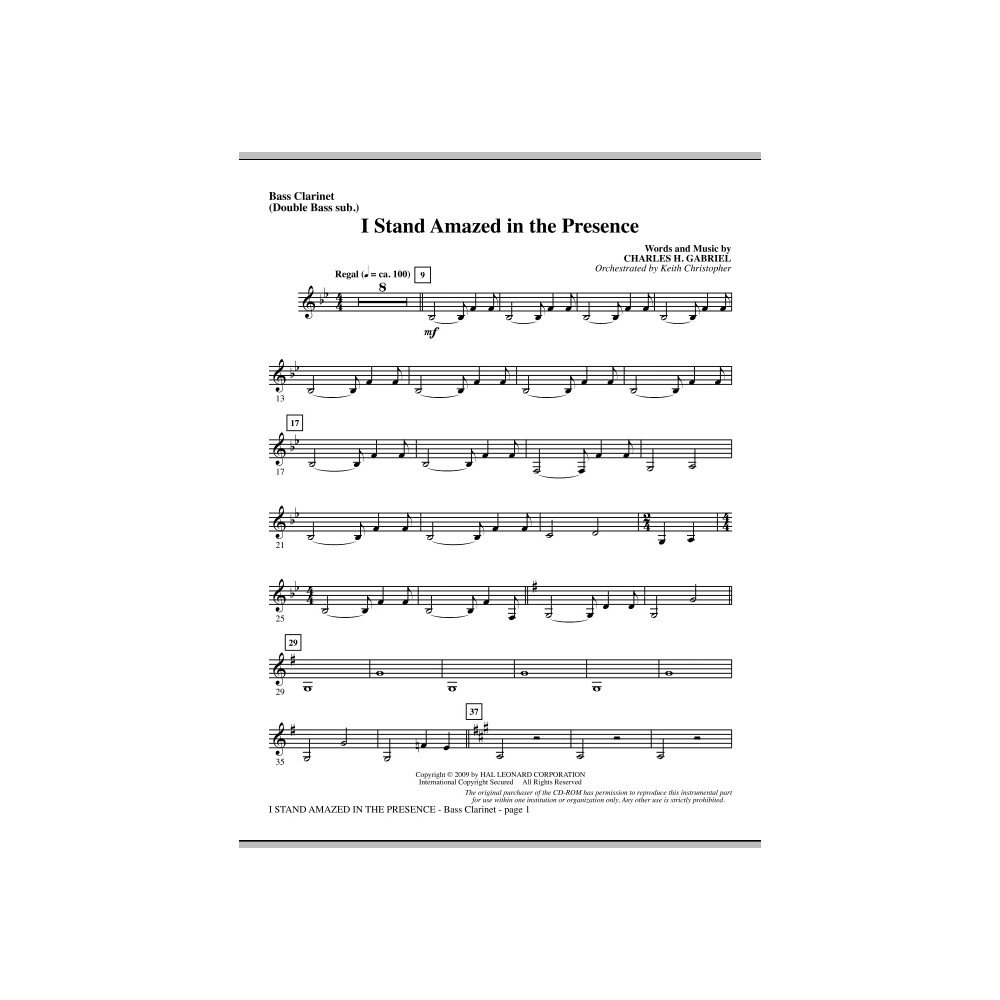 I Stand Amazed In The Presence - Bass Clarinet (sub. dbl bass)