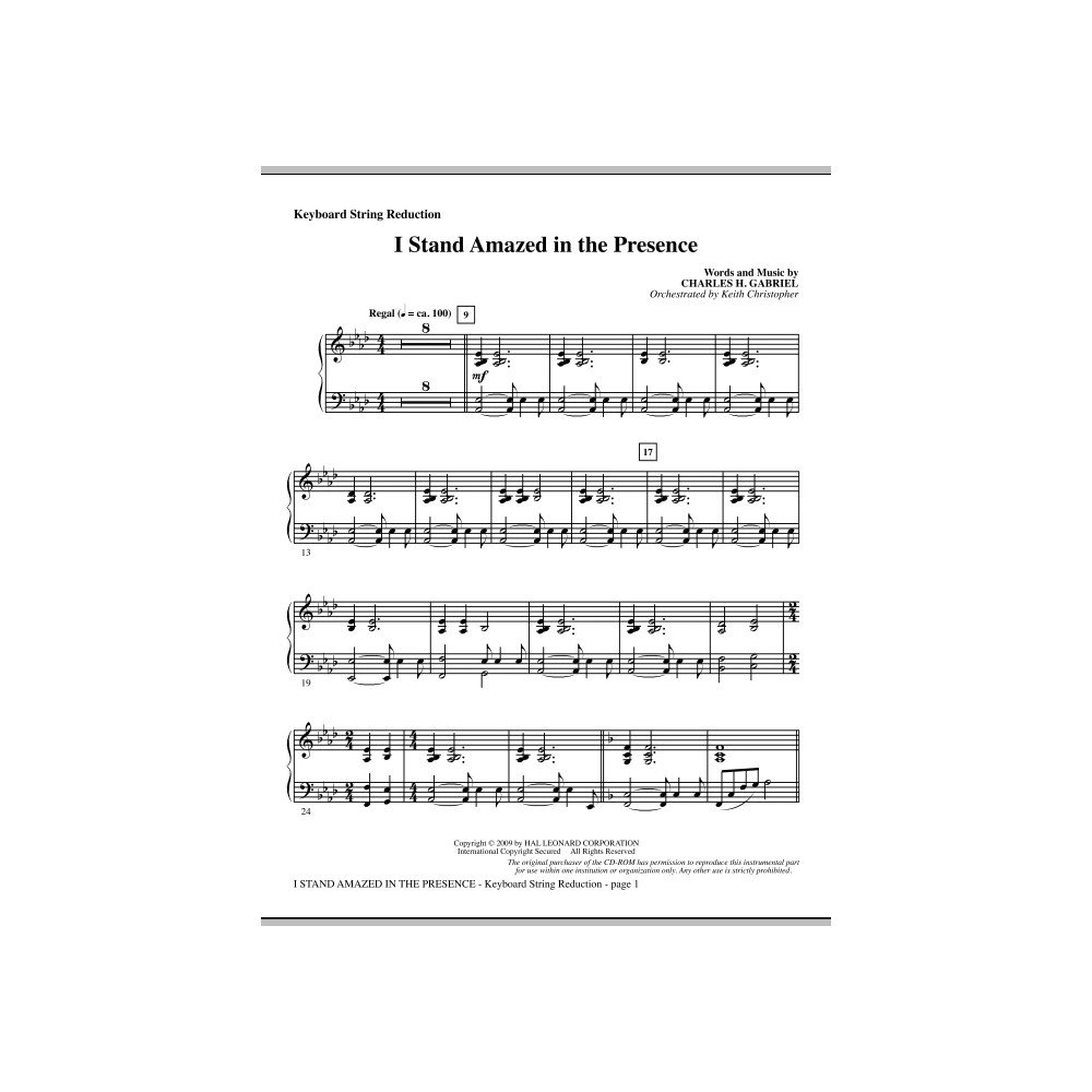 I Stand Amazed In The Presence - Keyboard String Reduction