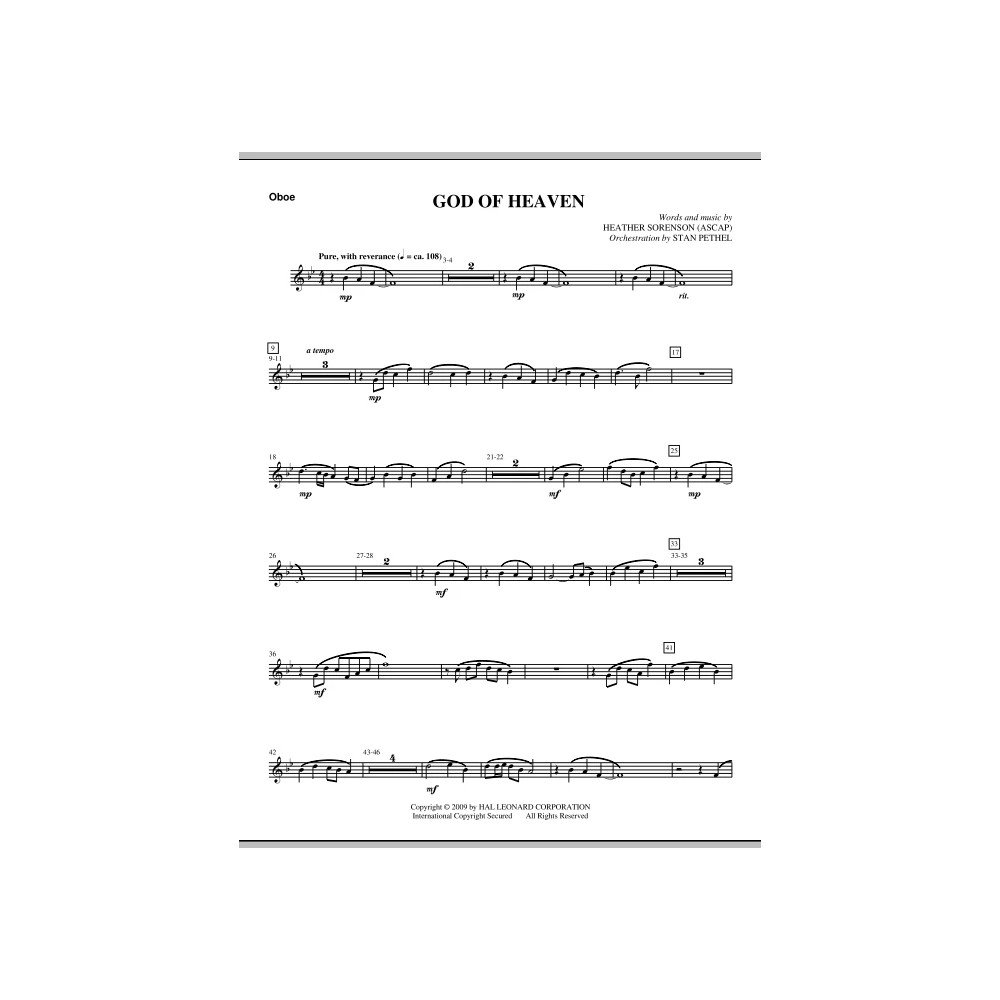 God Of Heaven - Oboe