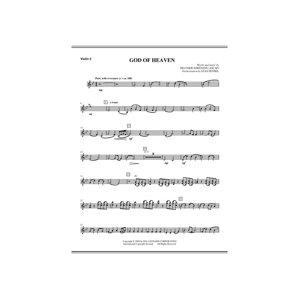 God Of Heaven - Violin 2
