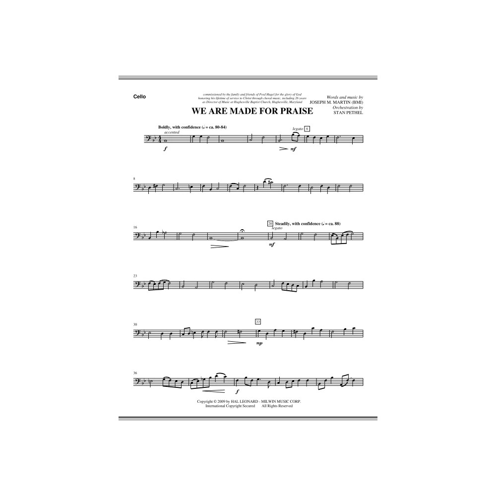 We Are Made For Praise - Cello
