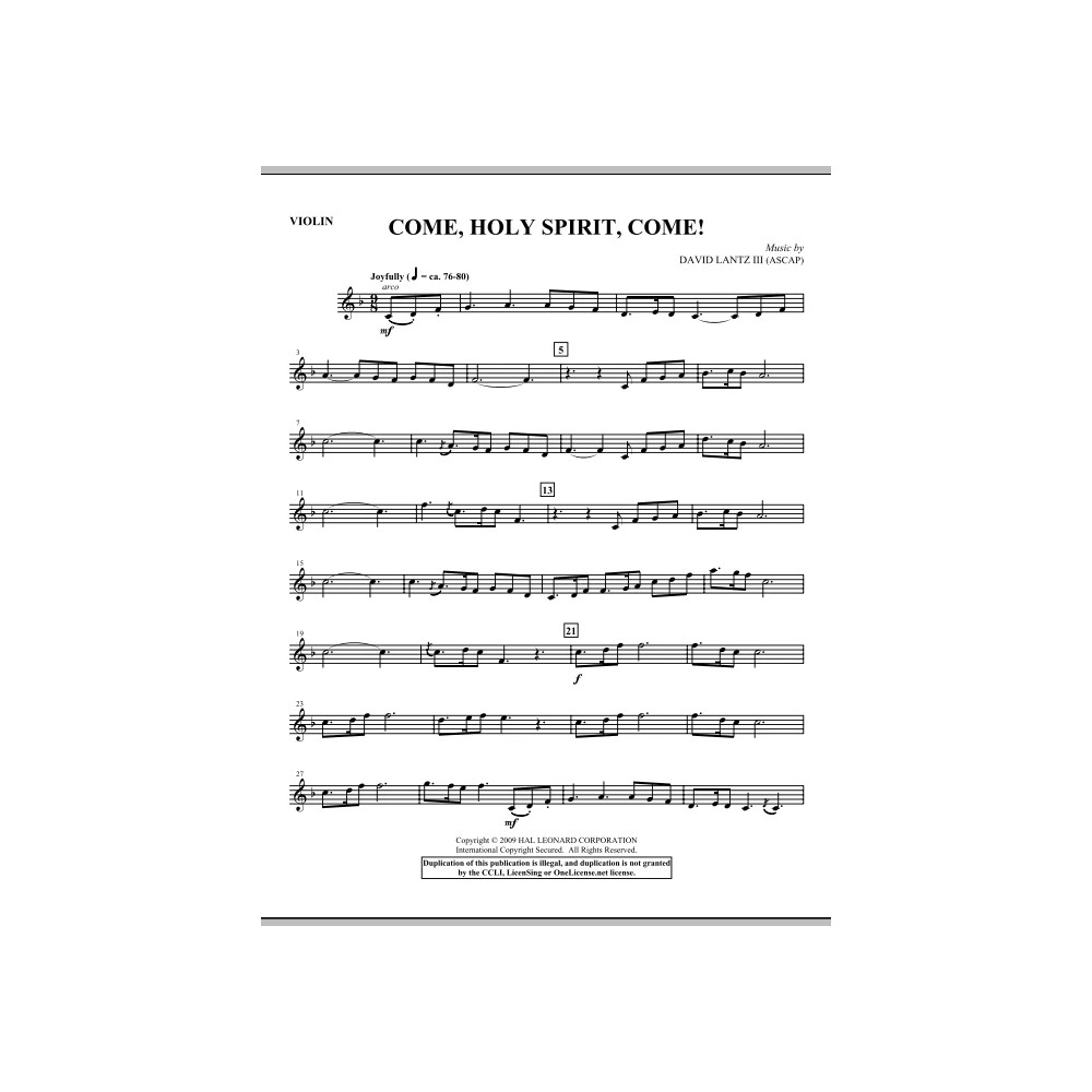 Come, Holy Spirit, Come! - Violin