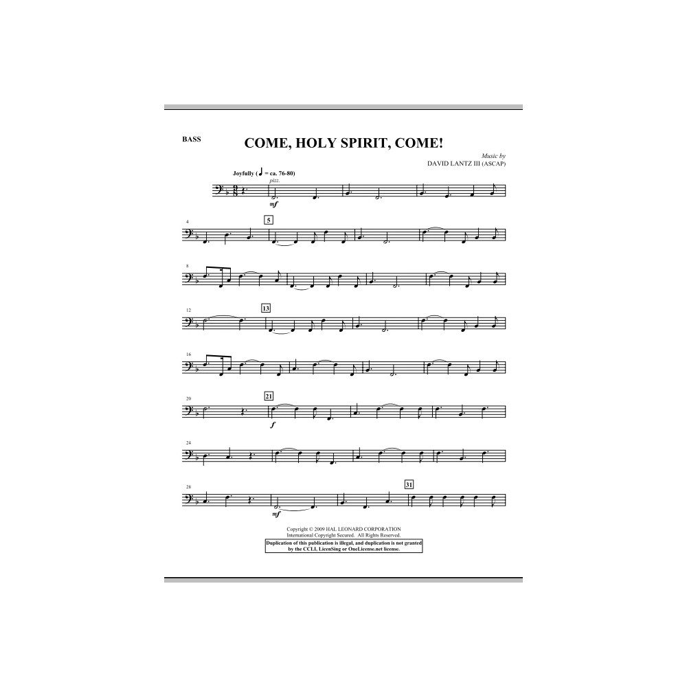 Come, Holy Spirit, Come! - Bass
