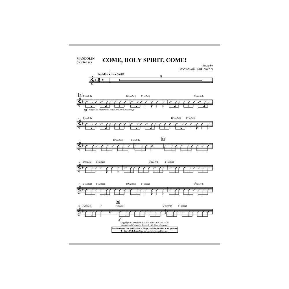 Come, Holy Spirit, Come! - Guitar/Mandolin