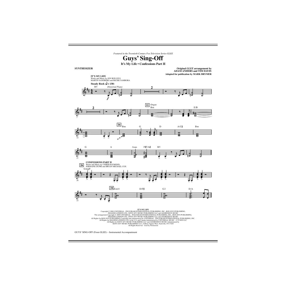 Guys' Sing-Off (from Glee) - Synthesizer