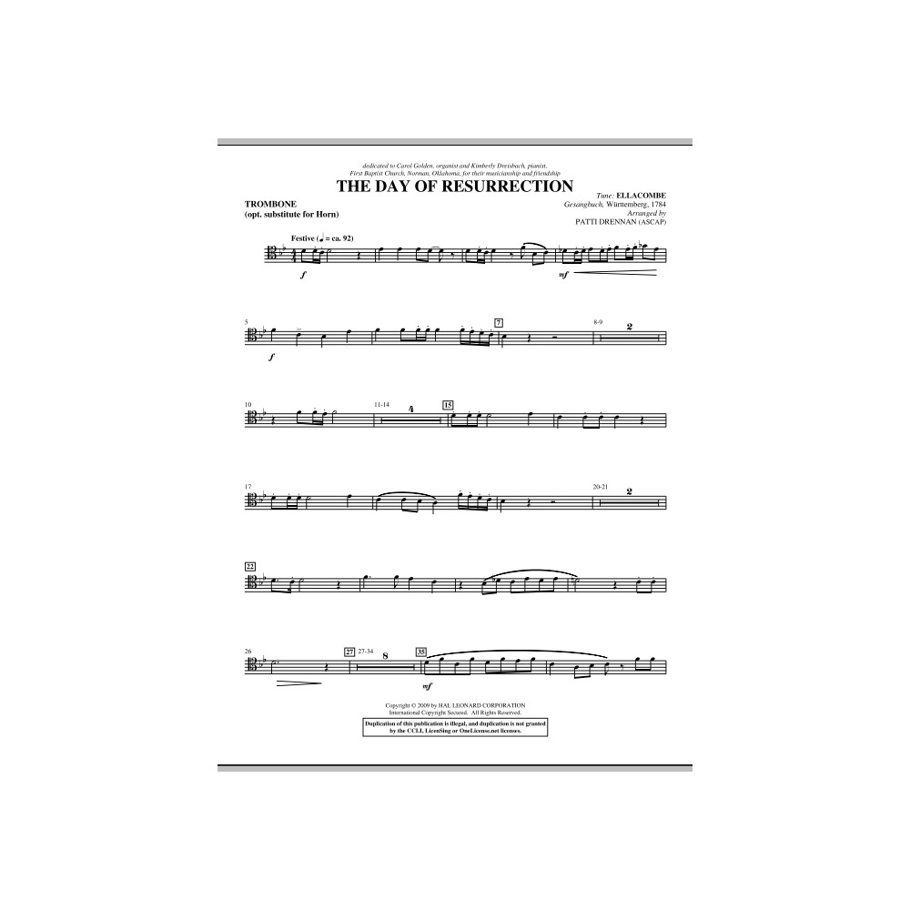 The Day Of Resurrection - Optional Trombone