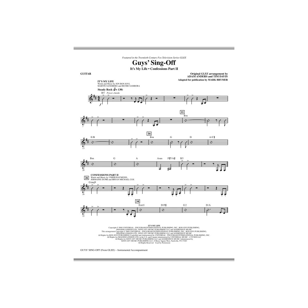 Guys' Sing-Off (from Glee) - Guitar