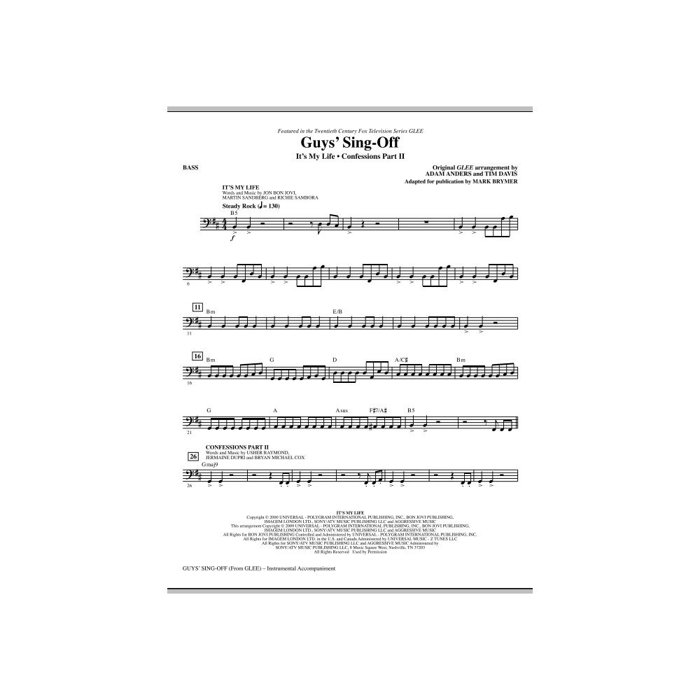 Guys' Sing-Off (from Glee) - Bass