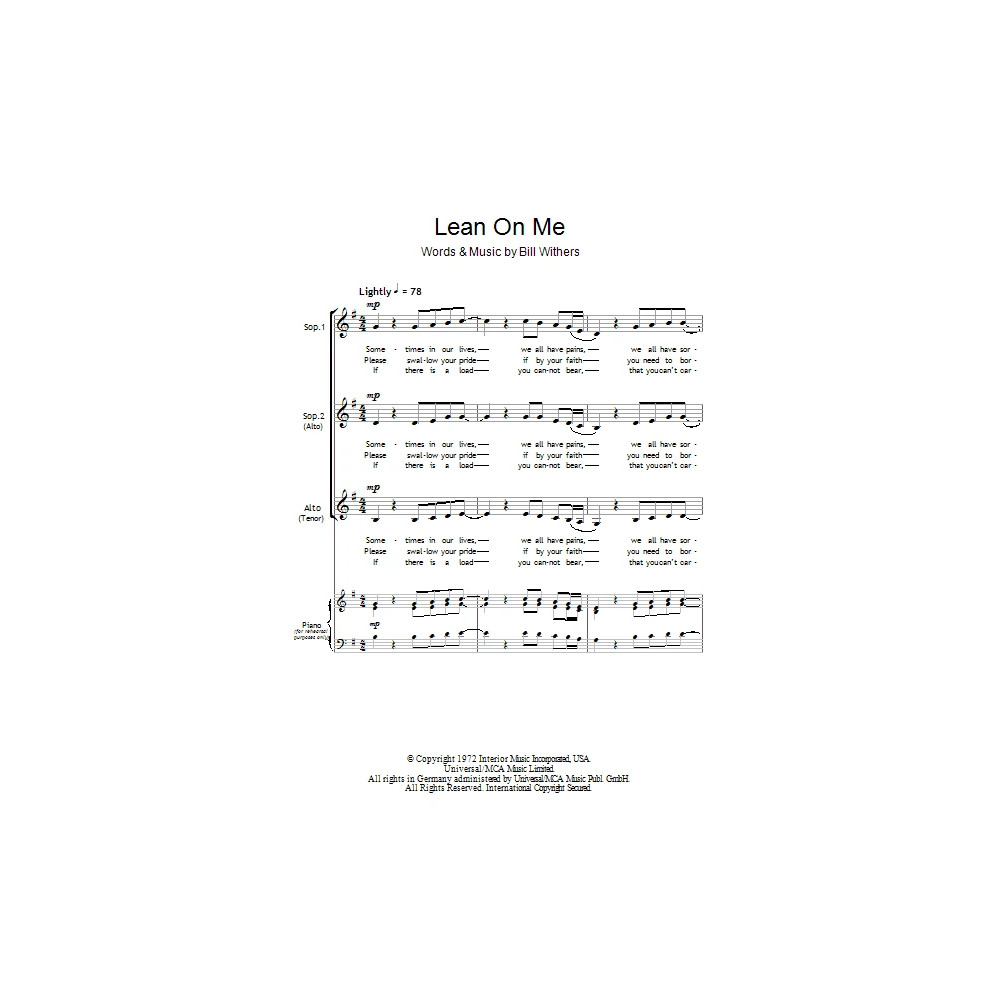 Lean On Me (arr. Barrie Carson Turner)