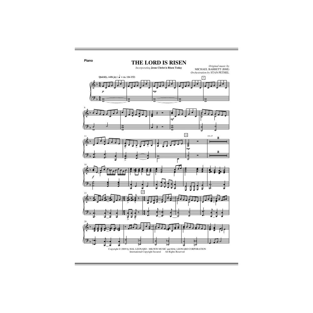 The Lord Is Risen - Piano