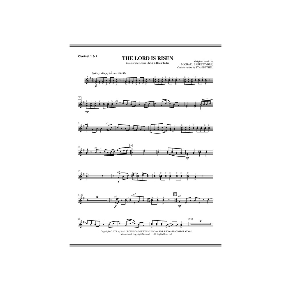 The Lord Is Risen - Bb Clarinet 1,2