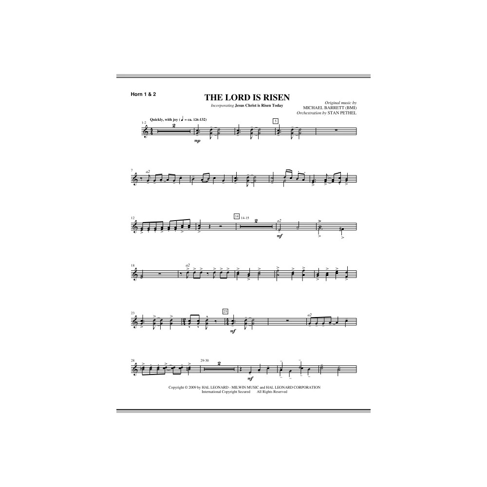 The Lord Is Risen - F Horn 1,2