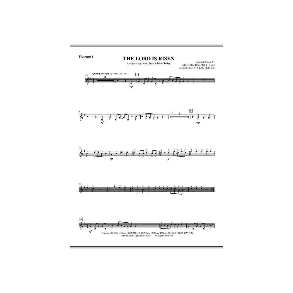 The Lord Is Risen - Bb Trumpet 1