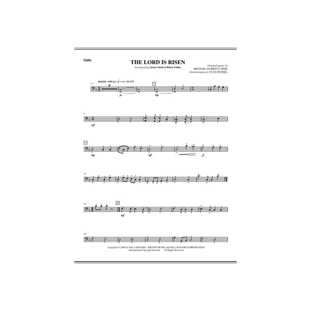 The Lord Is Risen - Cello