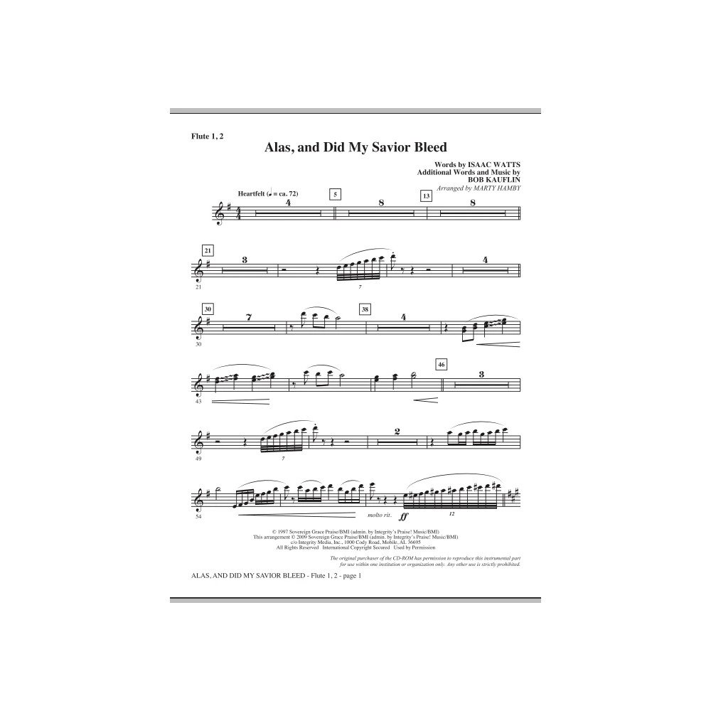 Alas, And Did My Savior Bleed - Flute 1 & 2