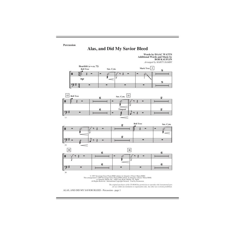 Alas, And Did My Savior Bleed - Percussion