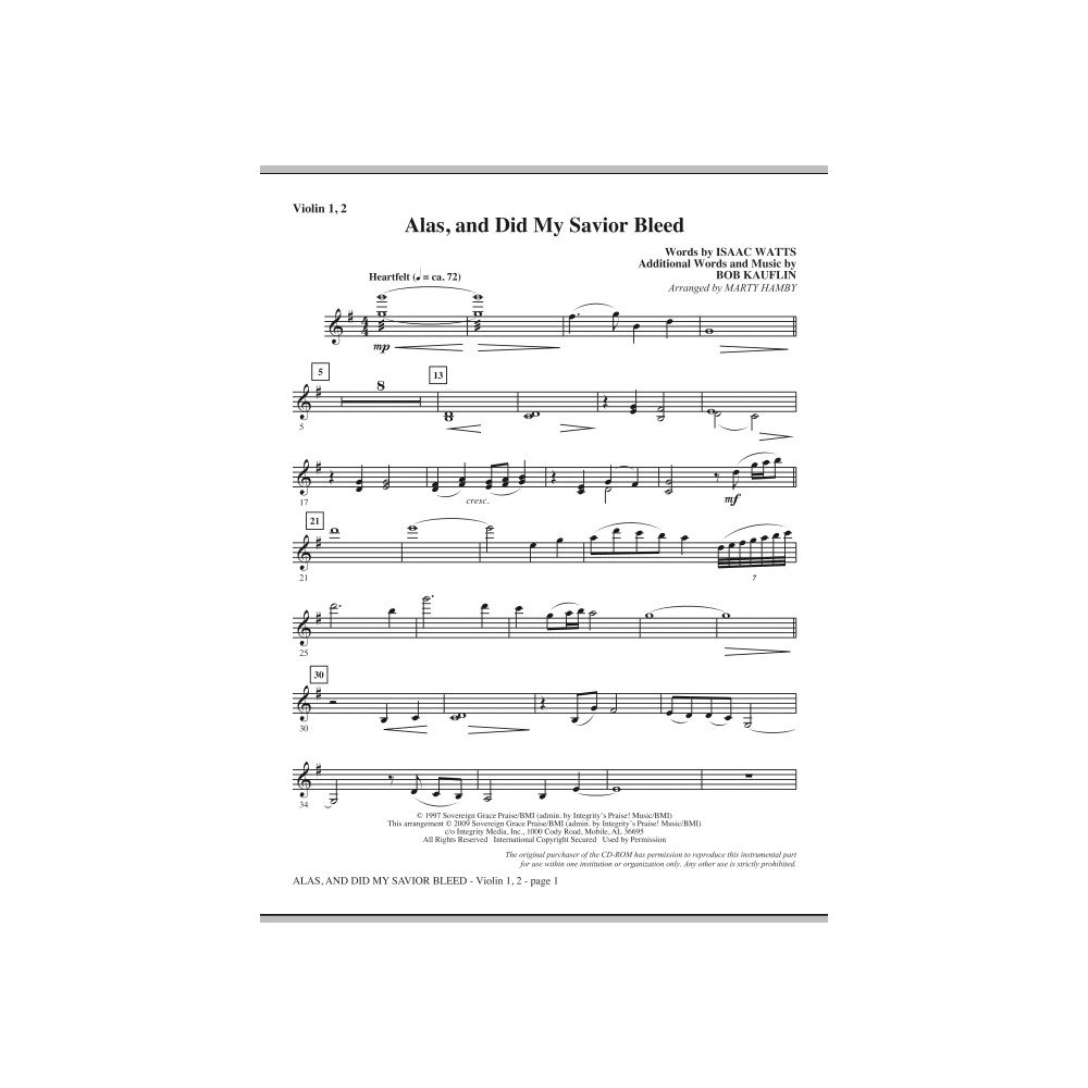 Ach, und ist mein Erlöser verblutet - Violine I & II
