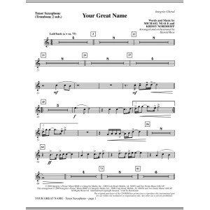 Your Great Name - Tenor Sax (sub. Tbn 2)