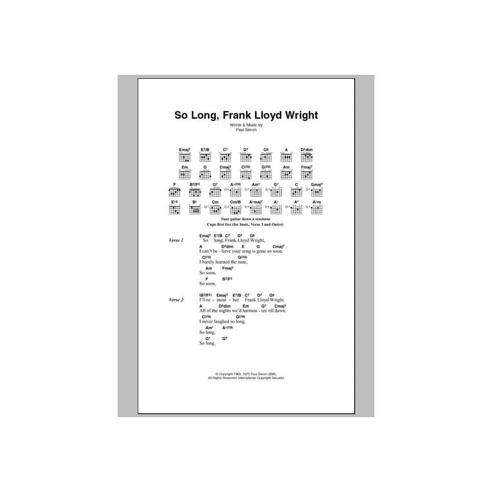 So Long, Frank Lloyd Wright