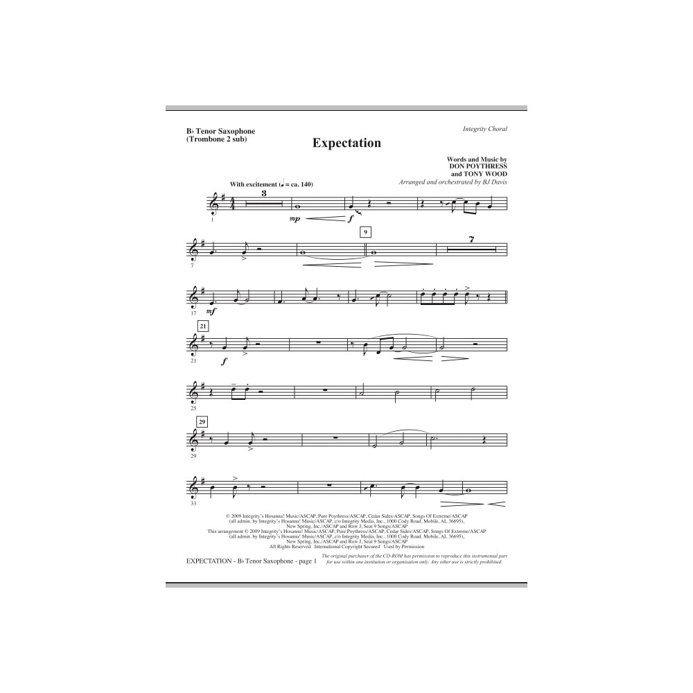 Expectation - Tenor Sax (Trombone 2 sub)