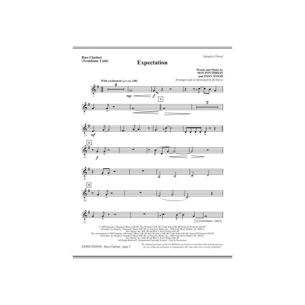 Expectation - Bass Clarinet (sub. Tbn 3)