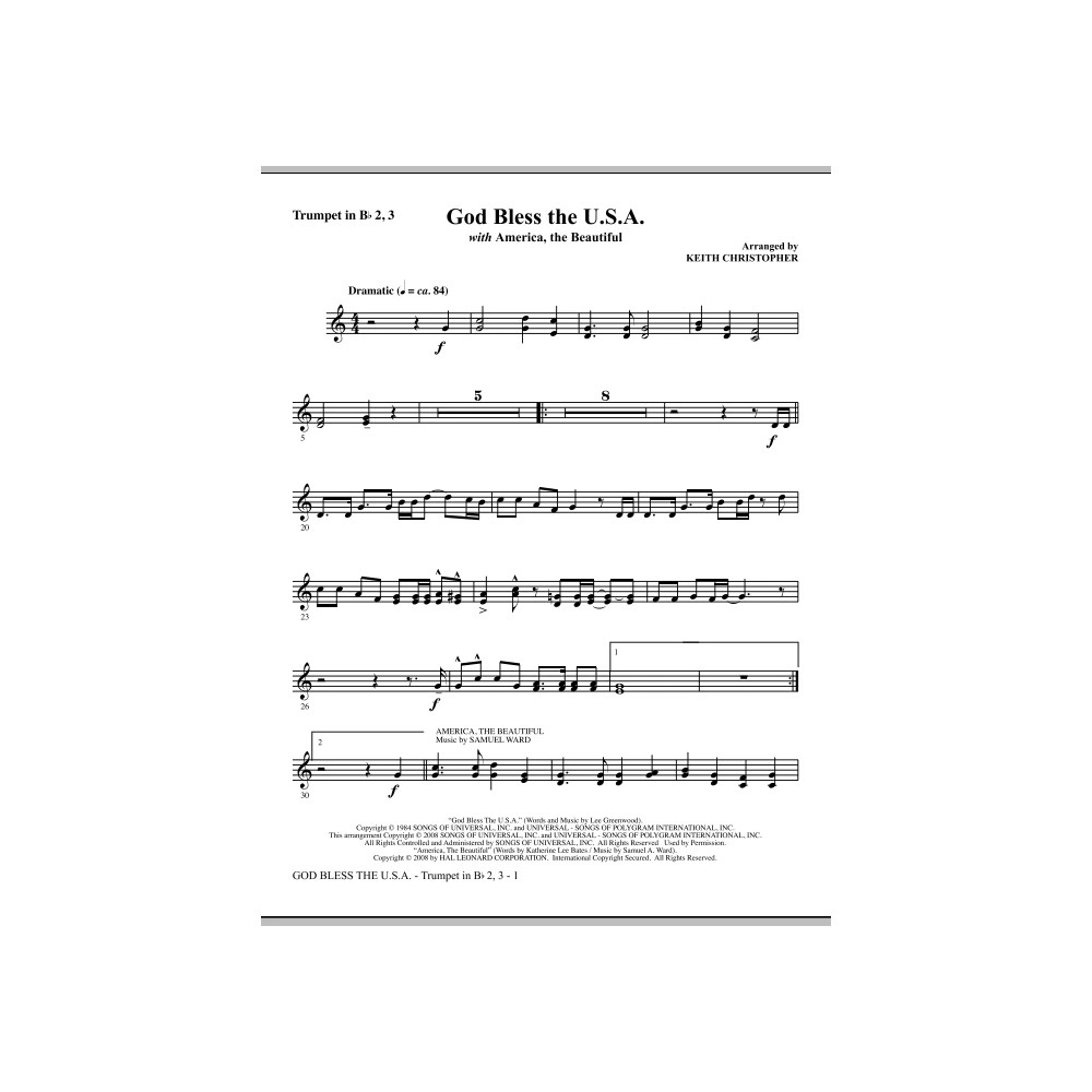 God Bless The U.S.A (with America, The Beautiful) - Bb Trumpet 2,3