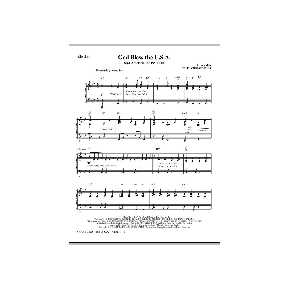 God Bless The U.S.A (with America, The Beautiful) - Violin 1, 2