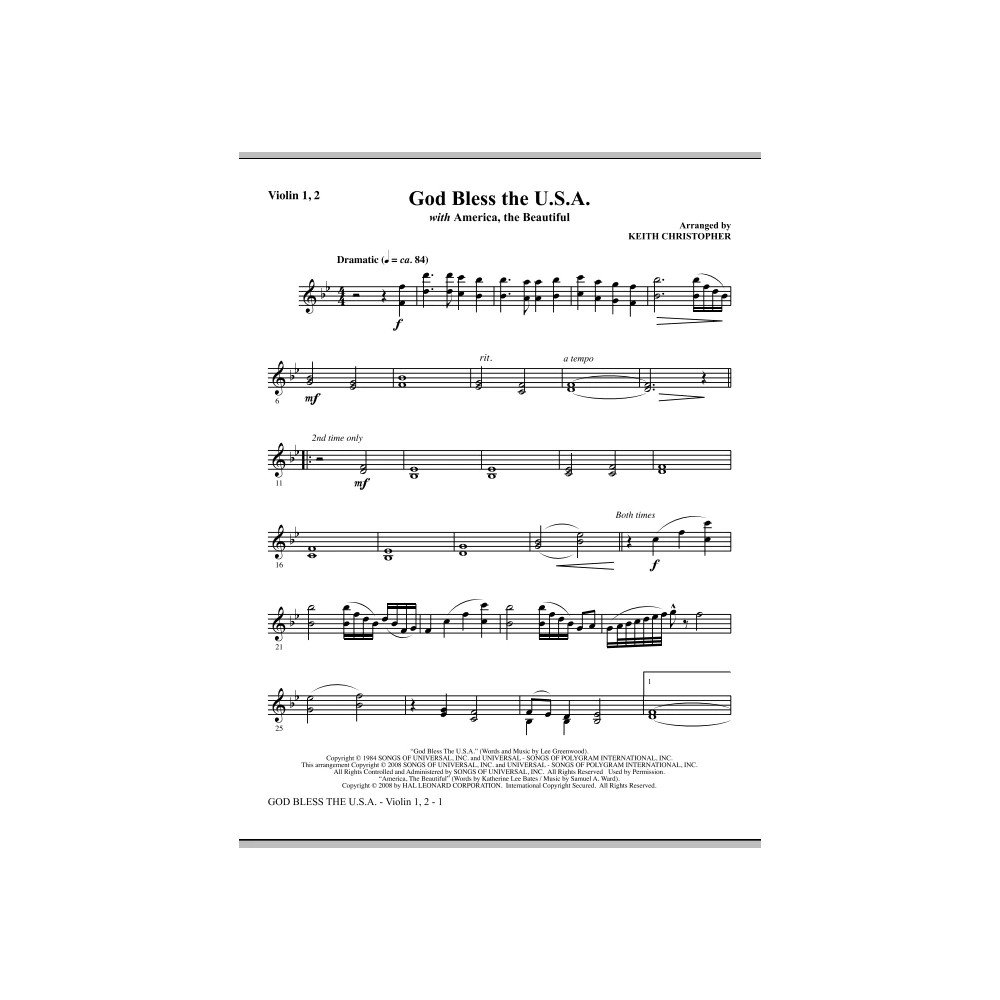 God Bless The U.S.A (with America, The Beautiful) - Viola