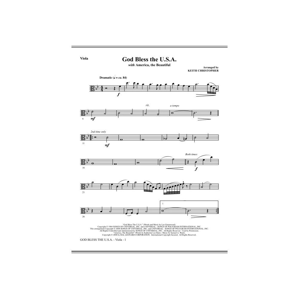 God Bless The U.S.A (with America, The Beautiful) - Cello