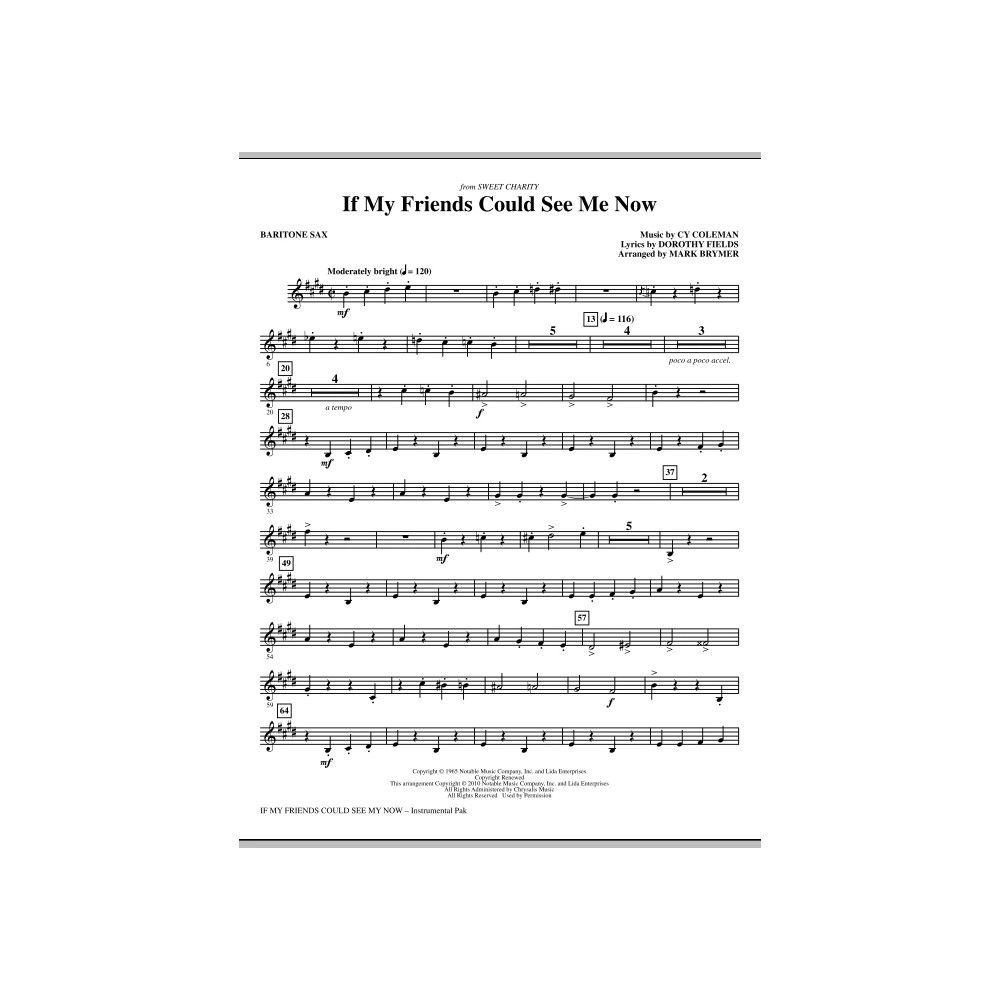 If My Friends Could See Me Now (from Sweet Charity) - Baritone Sax