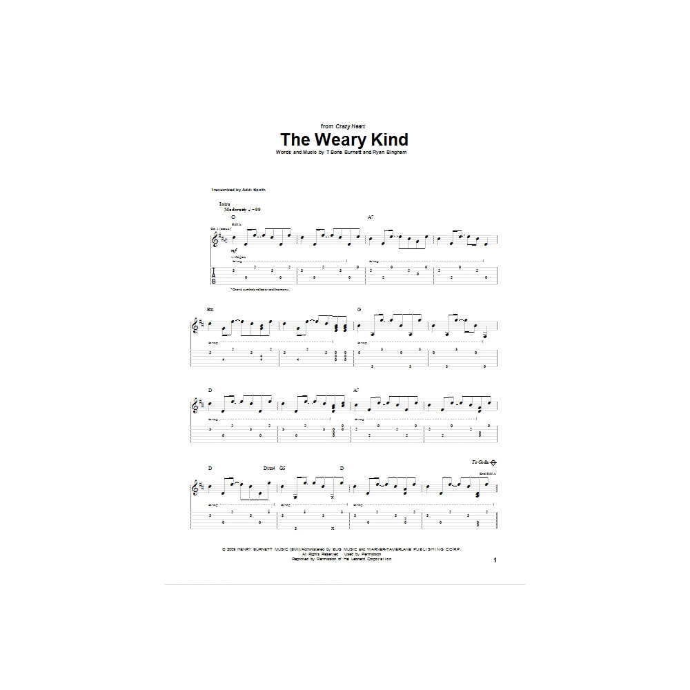 The Weary Kind (Theme From Crazy Heart)