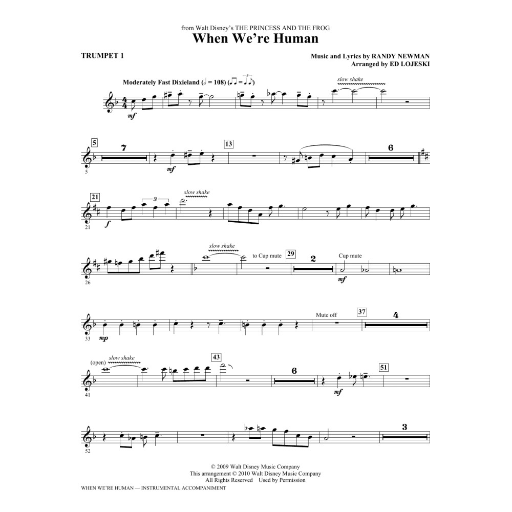 When We're Human (from The Princess And The Frog) - Bb Trumpet 1