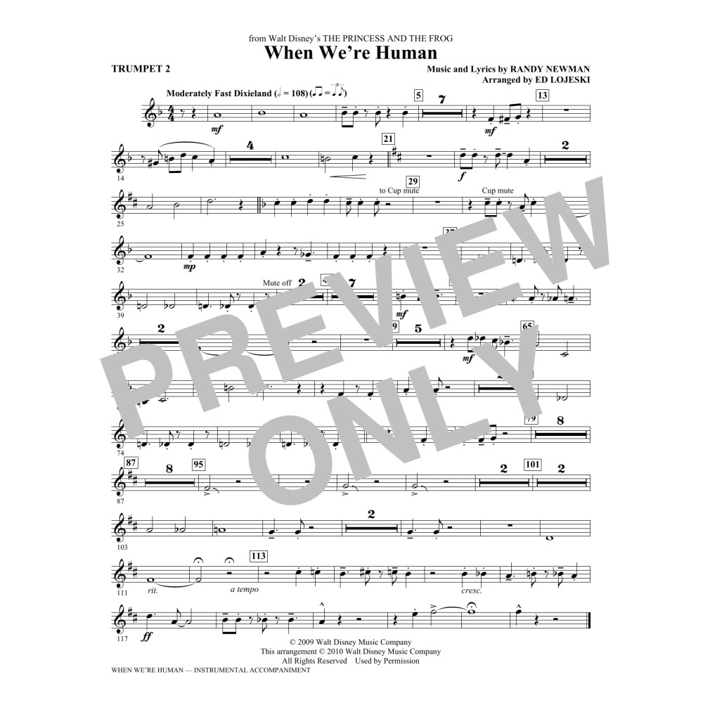 When We're Human (from The Princess And The Frog) - Bb Trumpet 2