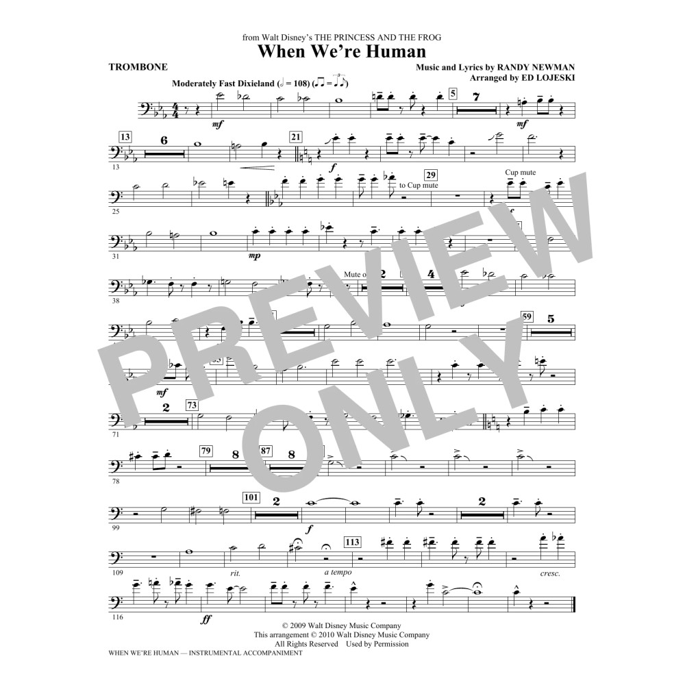 When We're Human (from The Princess And The Frog) - Trombone