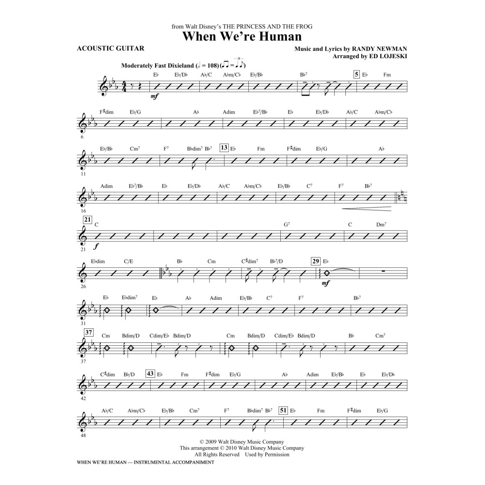 When We're Human (from The Princess And The Frog) - Acoustic Guitar