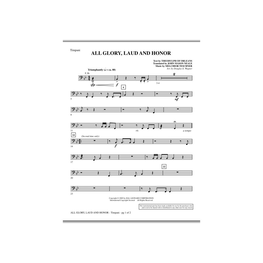 All Glory, Laud And Honor - Timpani
