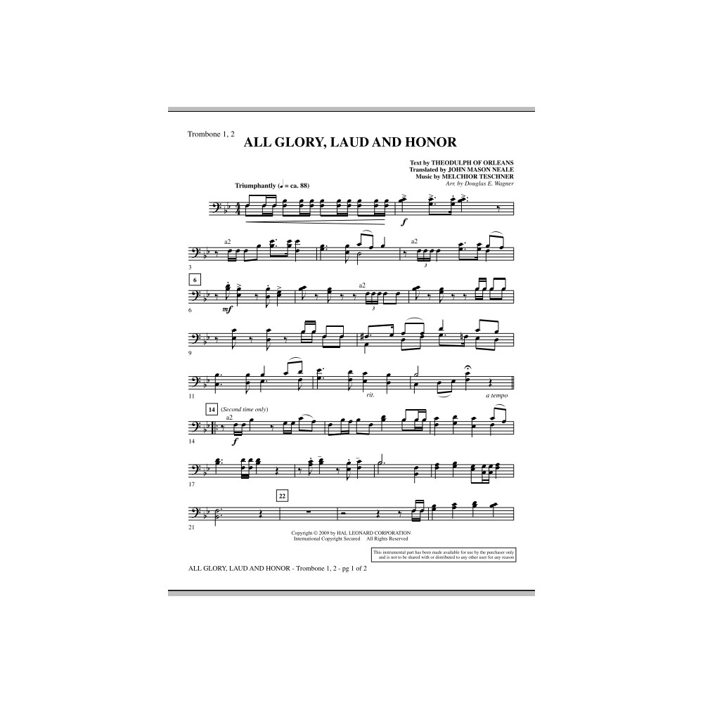 All Glory, Laud And Honor - Posaune 1 & 2