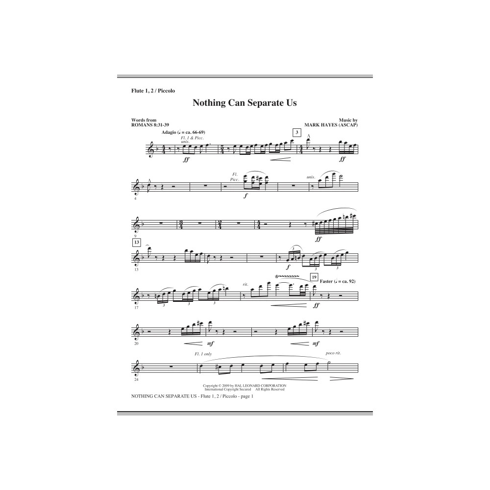 Nothing Can Separate Us - Flute 1,2/Piccolo