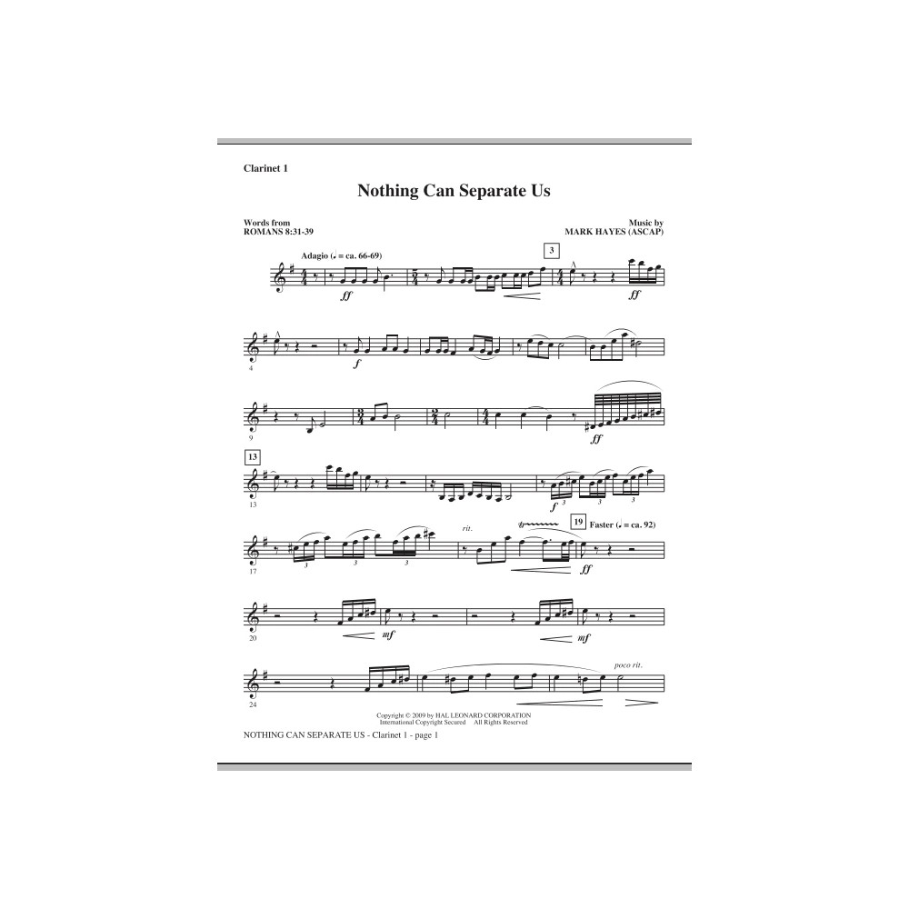 Nothing Can Separate Us - Clarinet 1