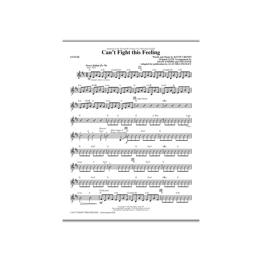 Can't Fight This Feeling (from Glee) (adapt. Alan Billingsley) - Guitar