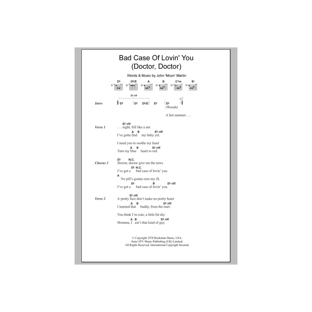 Bad Case Of Lovin' You (Doctor, Doctor)
