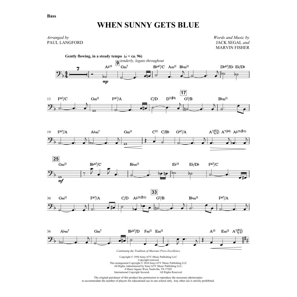 When Sunny Gets Blue - Bass