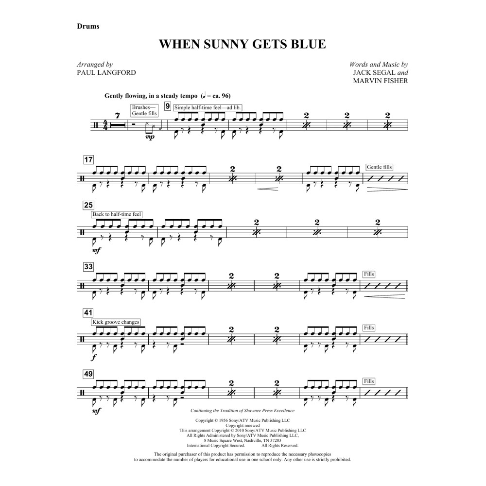 When Sunny Gets Blue - Drum Set