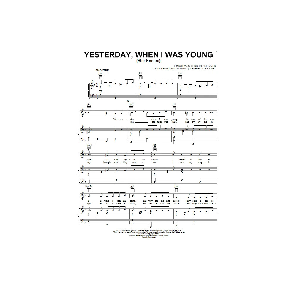 Yesterday When I Was Young (Hier Encore)