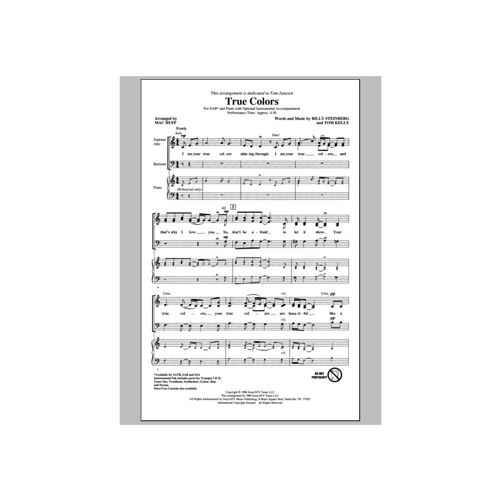True Colors (arr. Mac Huff)