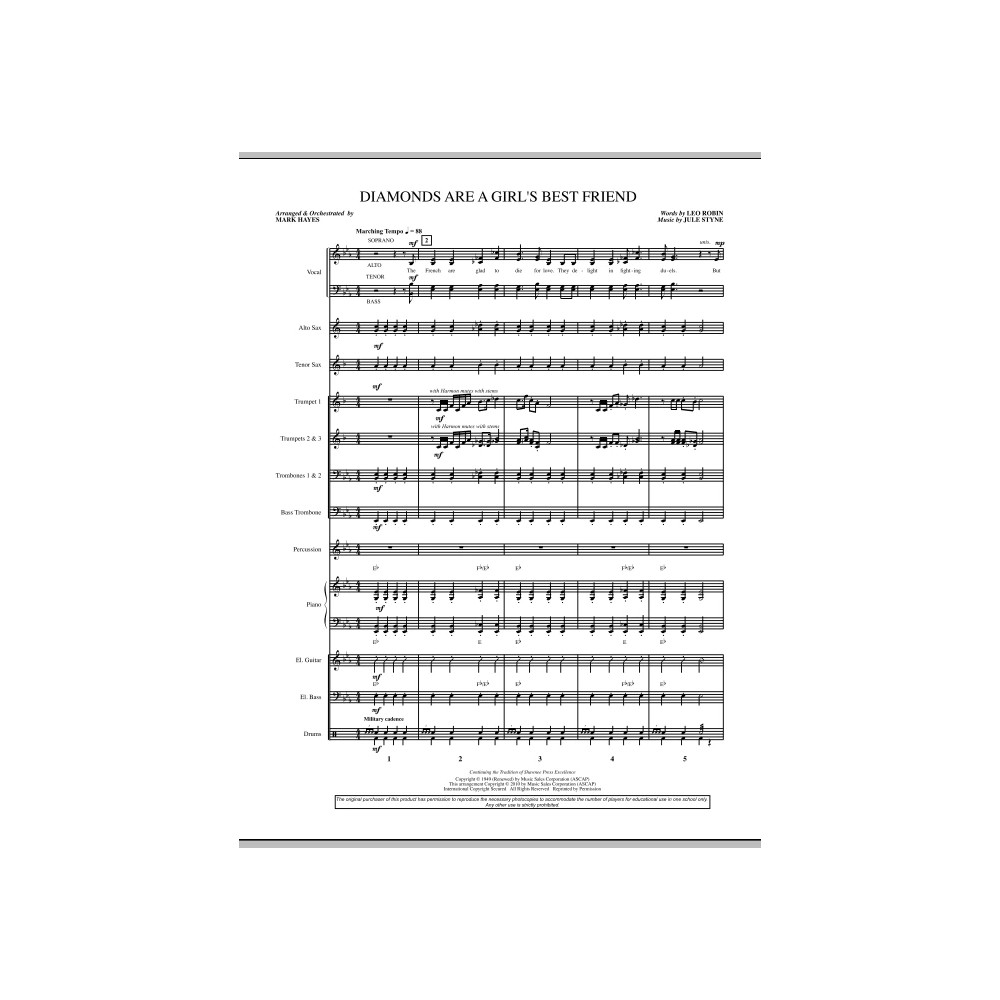 Diamonds Are A Girl's Best Friend (arr. Mark Hayes) - Conductor Score (Full Score)