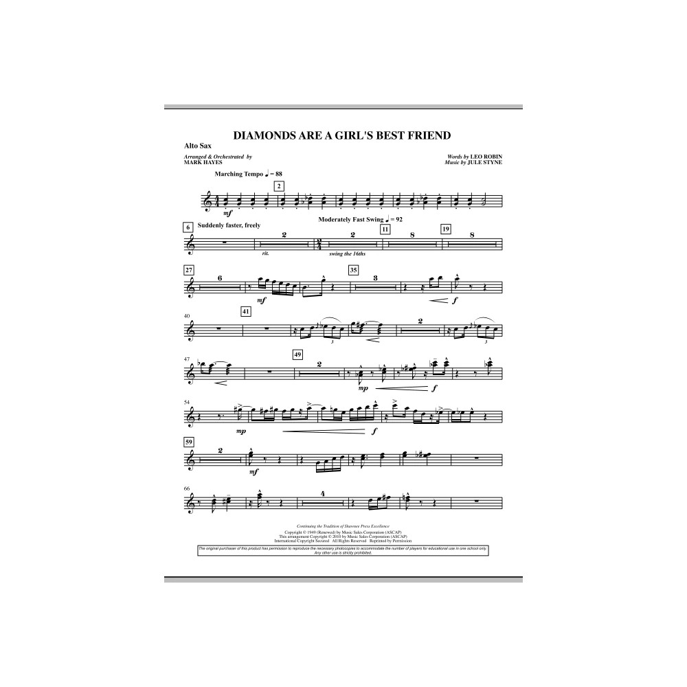 Diamonds Are A Girl's Best Friend - Alto Sax