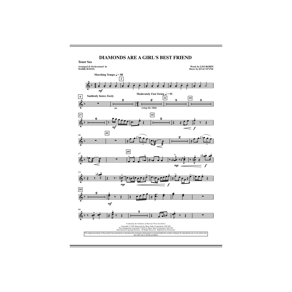 Diamonds Are A Girl's Best Friend - Tenor Sax