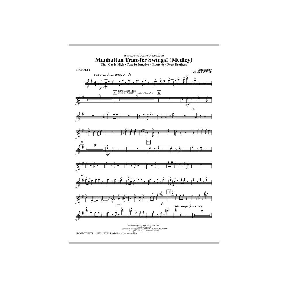 Manhattan Transfer Swings! (Medley) - Bb Trumpet 1