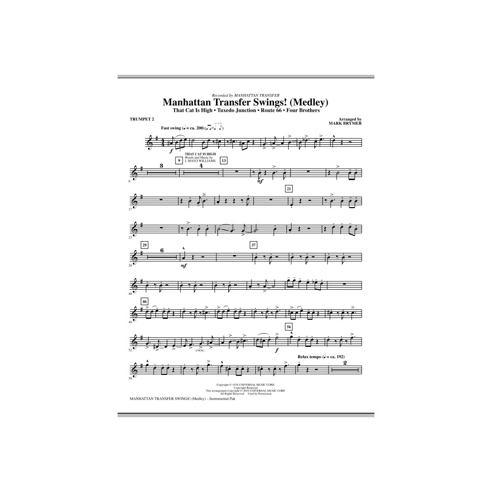 Manhattan Transfer Swings! (Medley) - Bb Trumpet 2